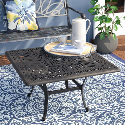 Allene Square Metal Outdoor Coffee Table With Umbrella Hole , 36'' in. W 36'' in. D