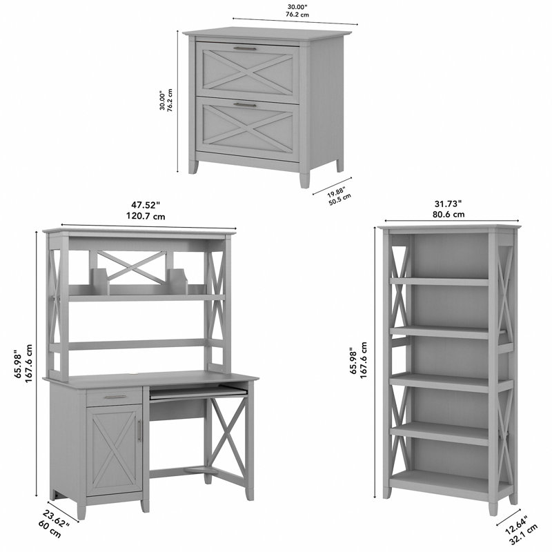 Veda Piece Writing Desk Office Set, Pure White Oak