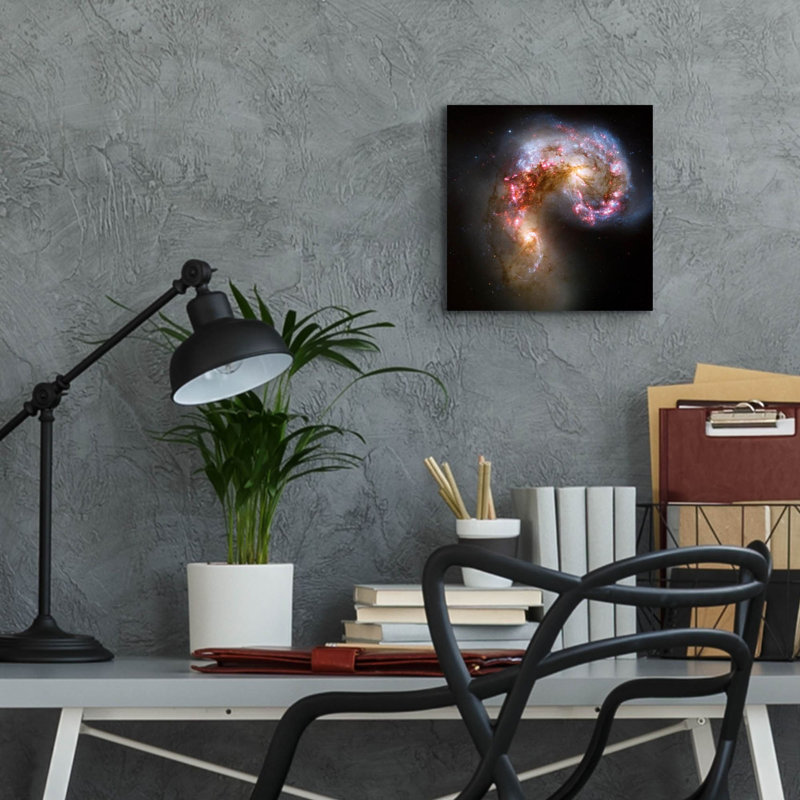  «Antennae Galaxies» par la téléscope Hubble de la NASA, art mural en verre acrylique, 12 po x 12 po
