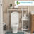Neshka 3-Tier Over-the-Toilet Storage Organizer, White with Bamboo Accent Shelf