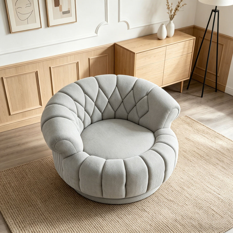 Fauteuil d'appoint pivotant, Chenille gris