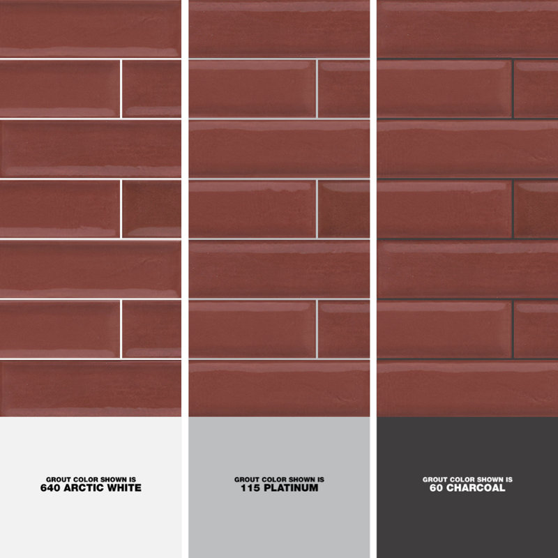 Raku 3 In. X 12 In. Glossy Ceramic Wall Tile (6.3 Sq. Ft./Case), Ruby 