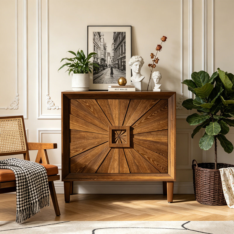 Armoire de rangement 31,5 "Mid-Century moderne avec portes et tablettes réglables, Antique Brown