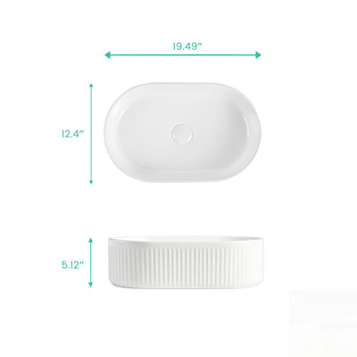 Vasque de salle de bain ovale en céramique brillante haut de gamme avec surface durable résistante aux rayures, design moderne et élégant pour un entretien facile et une résistance aux taches.