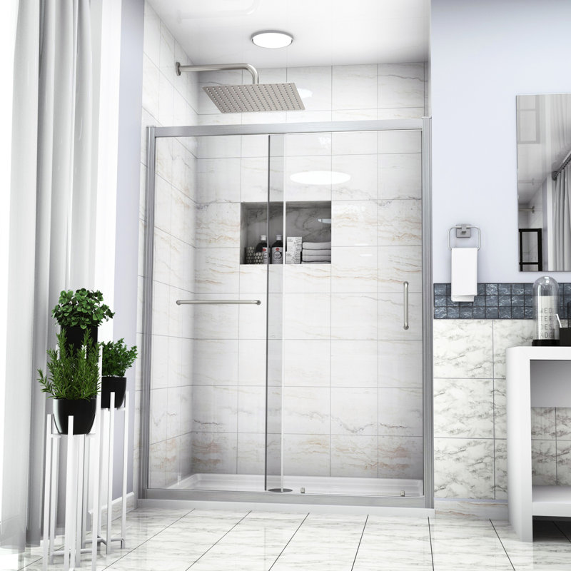 Shower Enclosure 60" W X 72" H, Tempered Glass, Silent Sliding System, Bathroom Single 72", , Elegant Look, Black