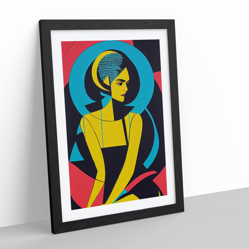 Vivid Abstract Woman - Wall Art, 36cm H x 27cm W, Black Framed, White
