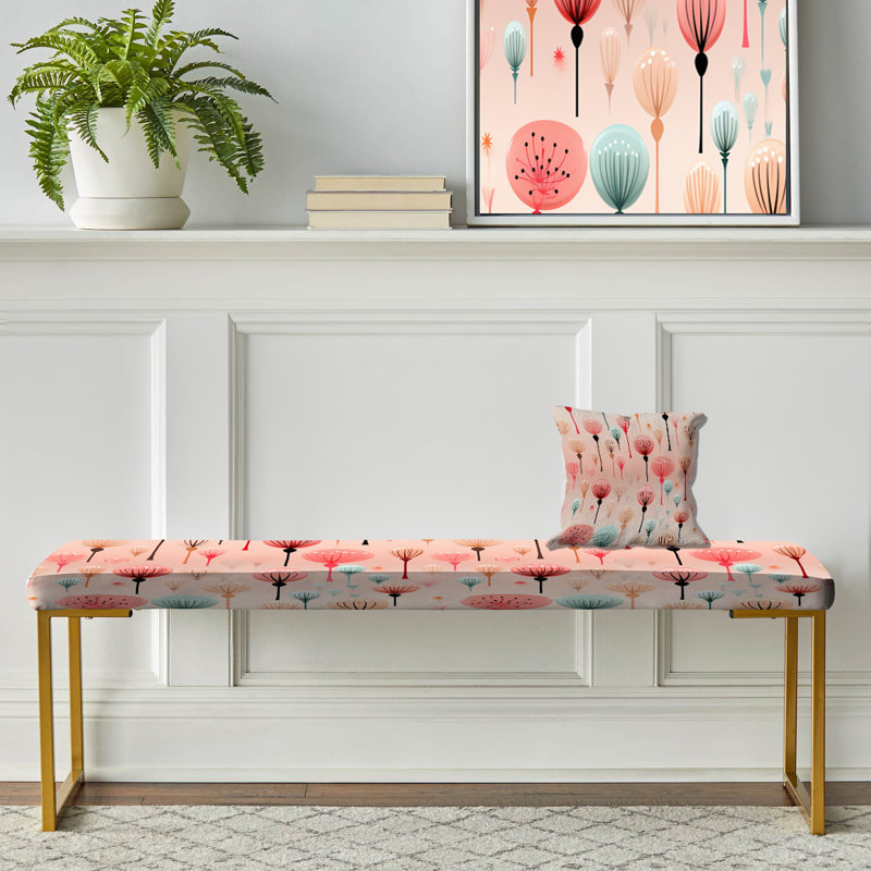 Ferre - Abstract Upholstered Gold Bench