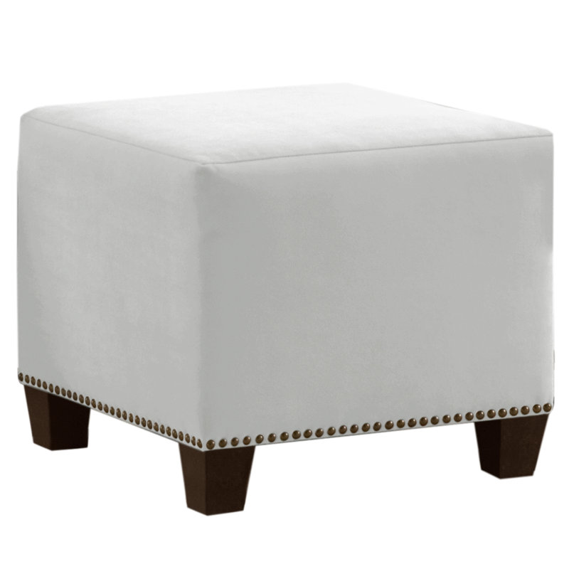 Cliffcrest Upholstered Ottoman, Classic White Velvet