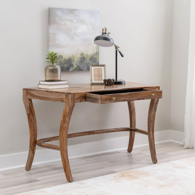 Wood One Drawer Curved Desk