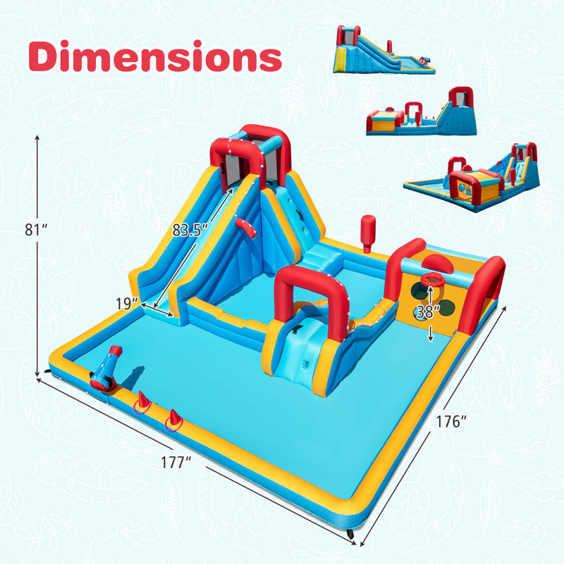 Parc aquatique gonflable avec ventilateur mural 735W