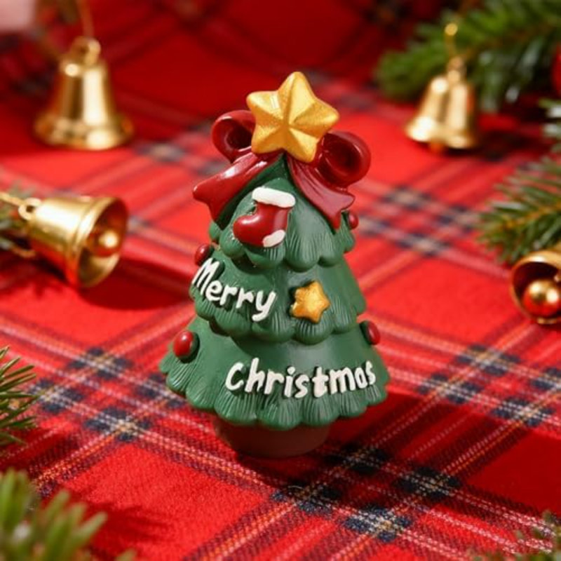 Arbre de Noël mignon, statue de sapin, figurine, ornement de bureau, décorations de Noël, mini figurine de sapin de Noël