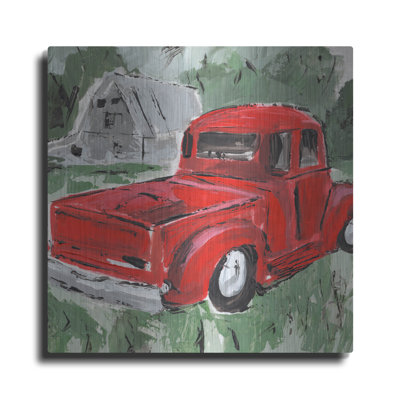  'Big Red Truck 1' by Annie Warren Metal Wall Art, 36" x 36"