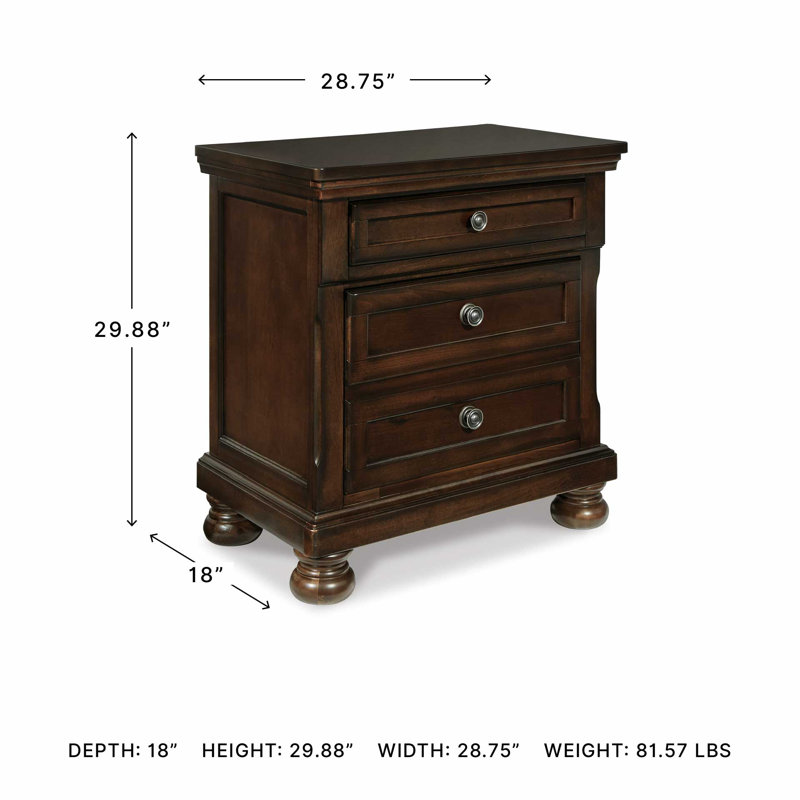 Transitional Rustic Brown Nightstand with Antiqued Hardware