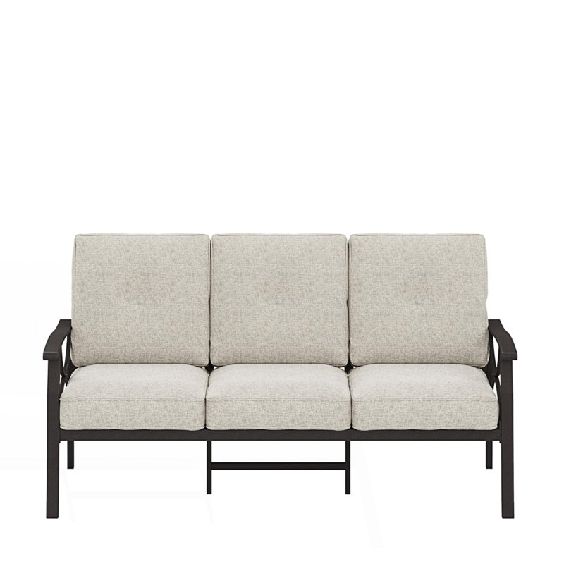 All-Weather Metal 3-Seat Patio Sofa, Beige