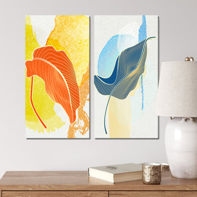 «Trendy Abstracts with Colorful Shapes I», ensemble de 2 peintures