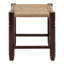 Tabouret d'appoint de patio intérieur / extérieur en bois de teck fabriqué à la main et en rotin synthétique sans dossier 15,75 po Columnar Coastal, brun clair et brun foncé