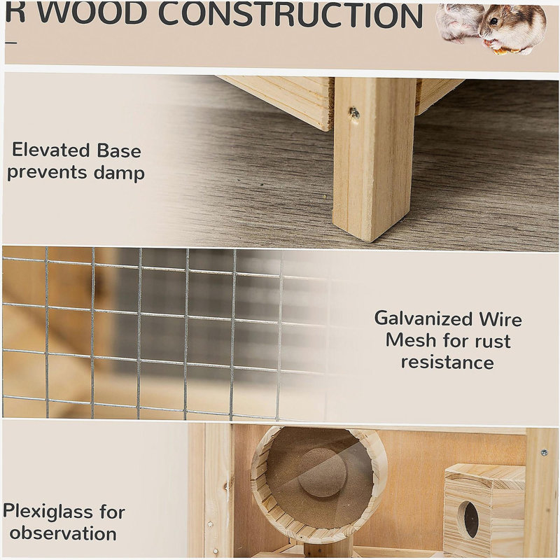 Cage à hamster en bois à 2 niveaux