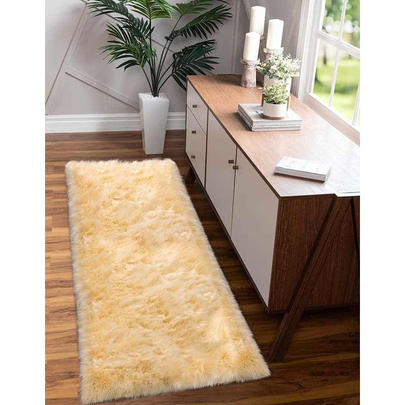 Faux Sheepskin Indoor Rug, Runner 2' x 5'