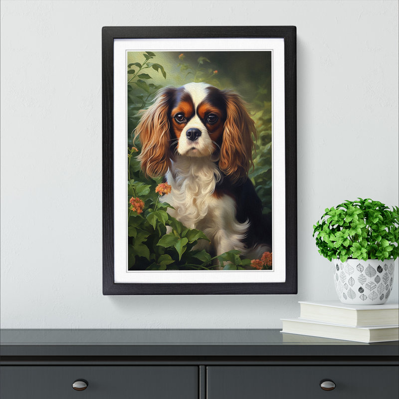 Cavalier King Charles Spaniel Informel - Single Picture Frame Print on Wood, Black Framed, 64cm H x 46cm W x 2cm D