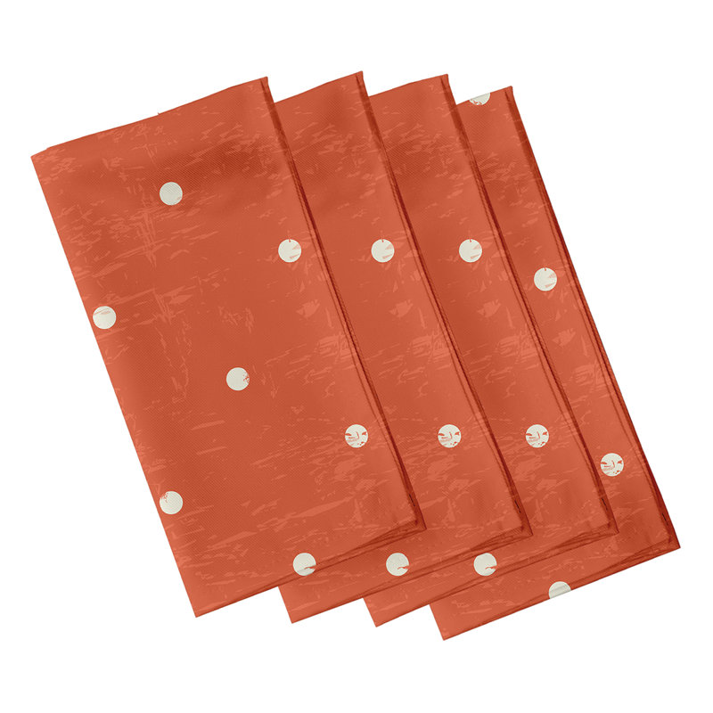 Leviner Polyester Polka Dots Square Napkin, Orange