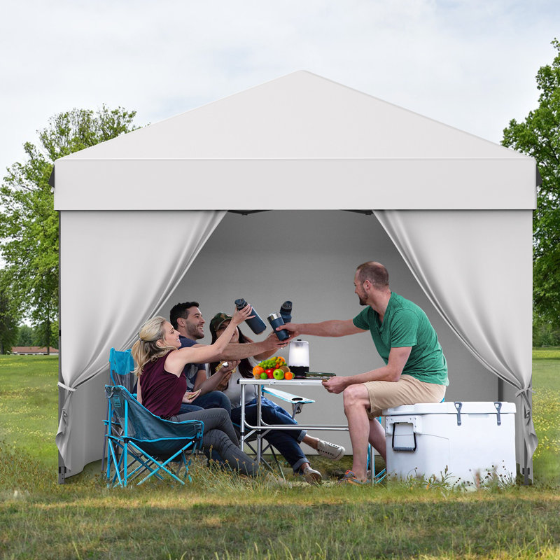 Heavy Duty Pop Up Canopy Tent 10x10FT – Waterproof & UV Protection, 4 Removable Sidewalls, Grey, Gray