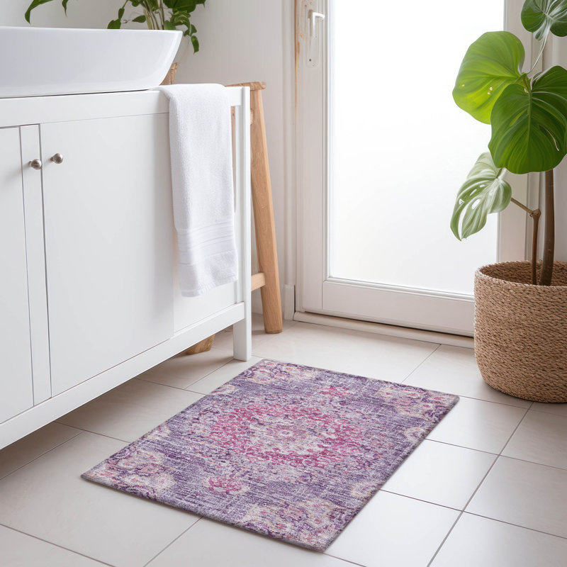 Machine Washable Indoor/Outdoor Claudian ACN1236 Purple Rug, Rectangle 1'8" x 2'6"