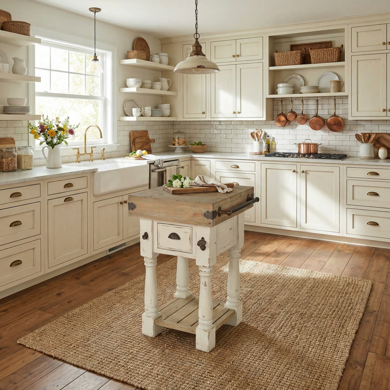 Mousseau Wood Kitchen Island, Natural