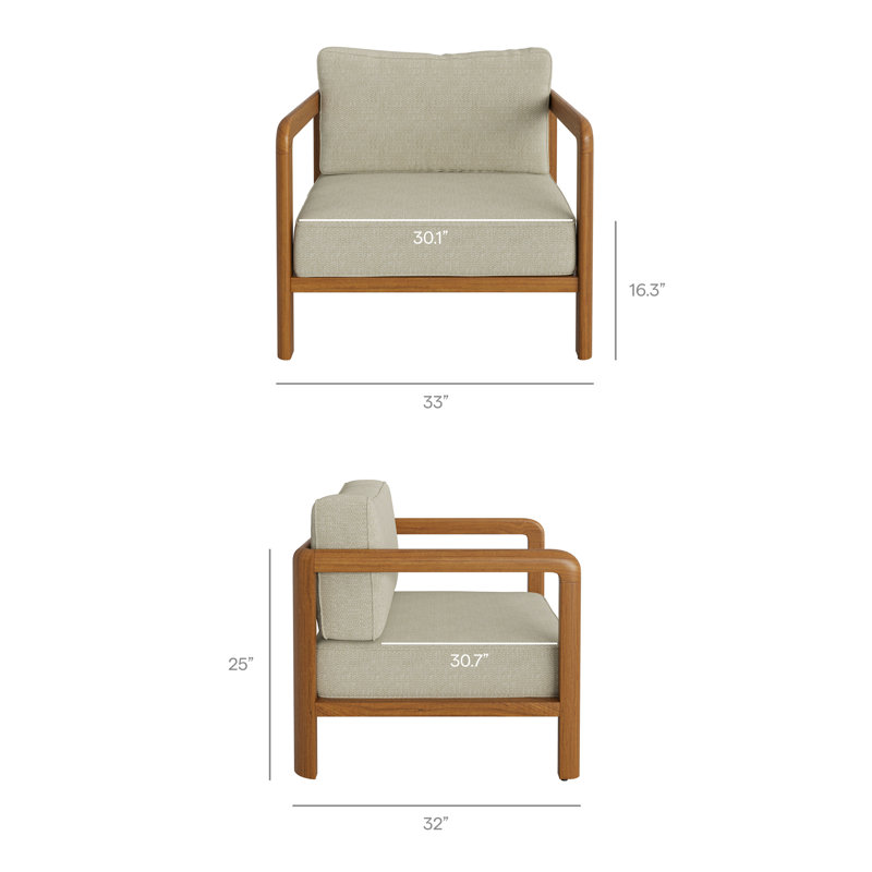 Fauteuil d'extérieur Peasnell en teck couleur sable, Sand