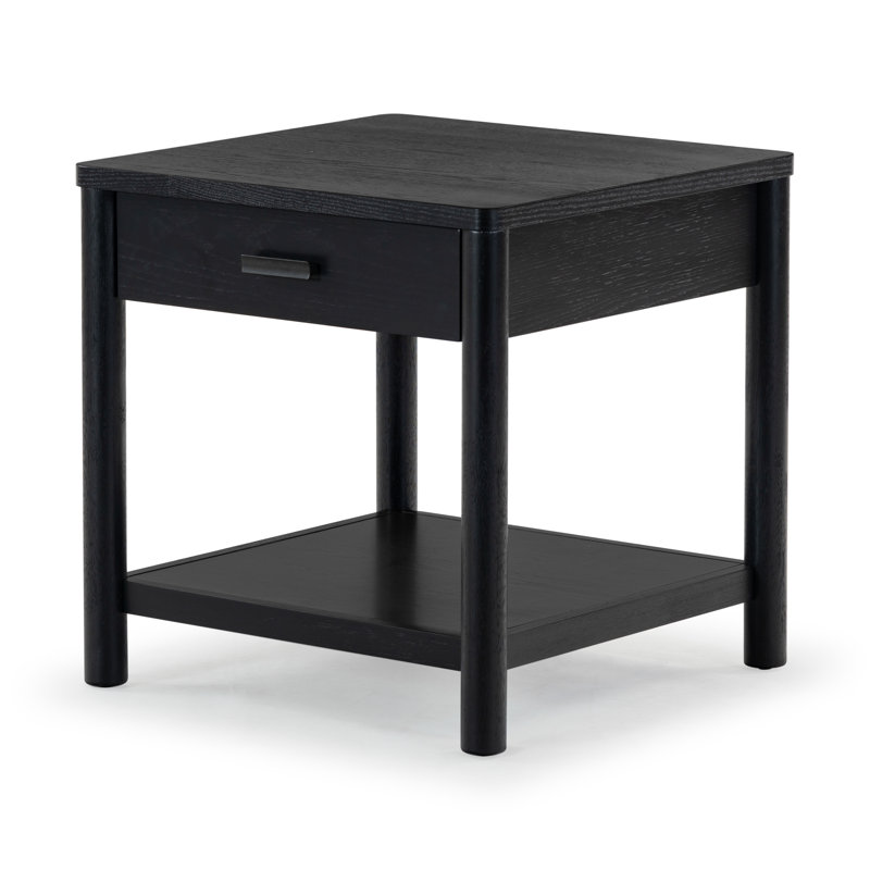 Jaylessa Wood 1 Drawer End Table, Black