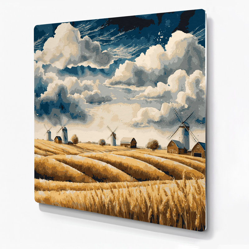 «Farm Farm», art mural en métal beige, H 12 po x l 12 po