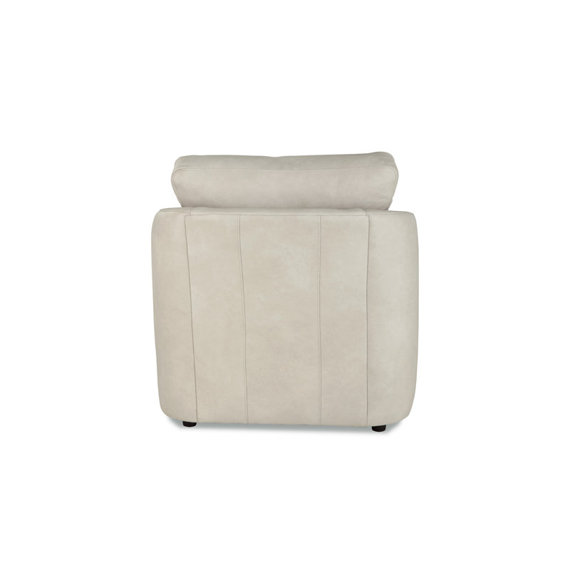 Fauteuil demi-tonneau en cuir Grain 86,36 cm Mccoy, Crème