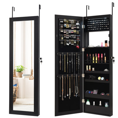 Wall and Door Jewellery Cabinet with Mirror