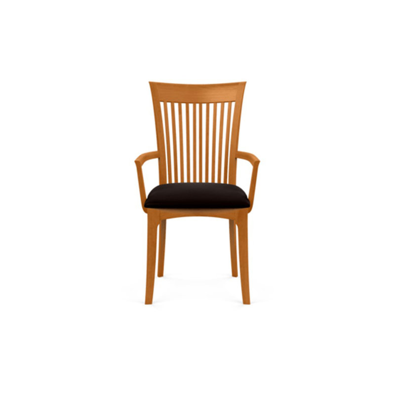 Sarah 19.25'' H Upholstered Armchair, Natural Cherry, Ebony Leather