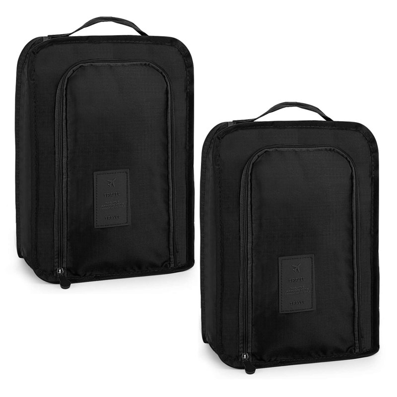 2PCS Travel Shoe Bags Dust-Proof Waterproof Shoes Organizer Packing Cubes for Travel, Black