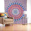 Tapisserie 92 po x 84 po en coton mandala orange, mauve et bleu