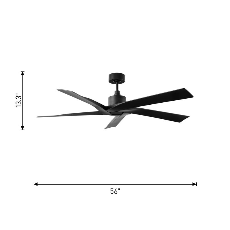 Visual Comfort Fan Aspen Coastal Outdoor 56 Ceiling Fan with Threaded Downrod, Midnight Black ABS blades and Wall Mount Control