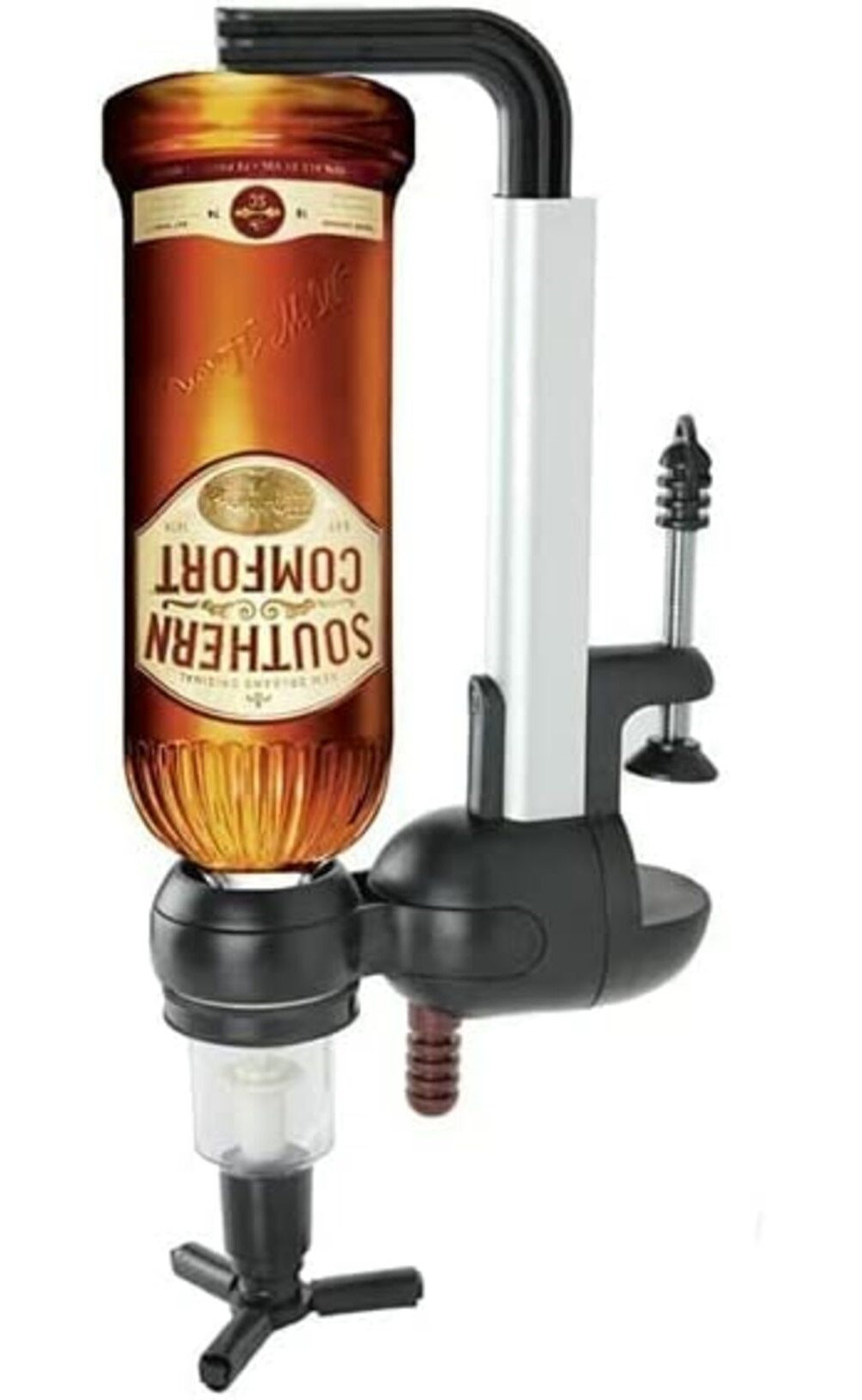 Single Bar Butler Tot Shot Liquor Bottle Dispenser - Wall Mounted Wine Stand with Rum Revolving Set - Unique Drinkware Whiskey Holder Pourer Tool - Co