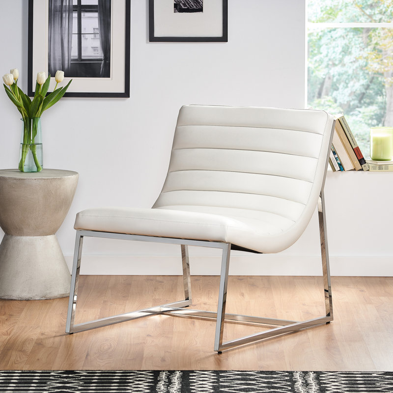 Fauteuil contemporain en cuir blanc avec siège ergonomique et rembourrage doux et élégant