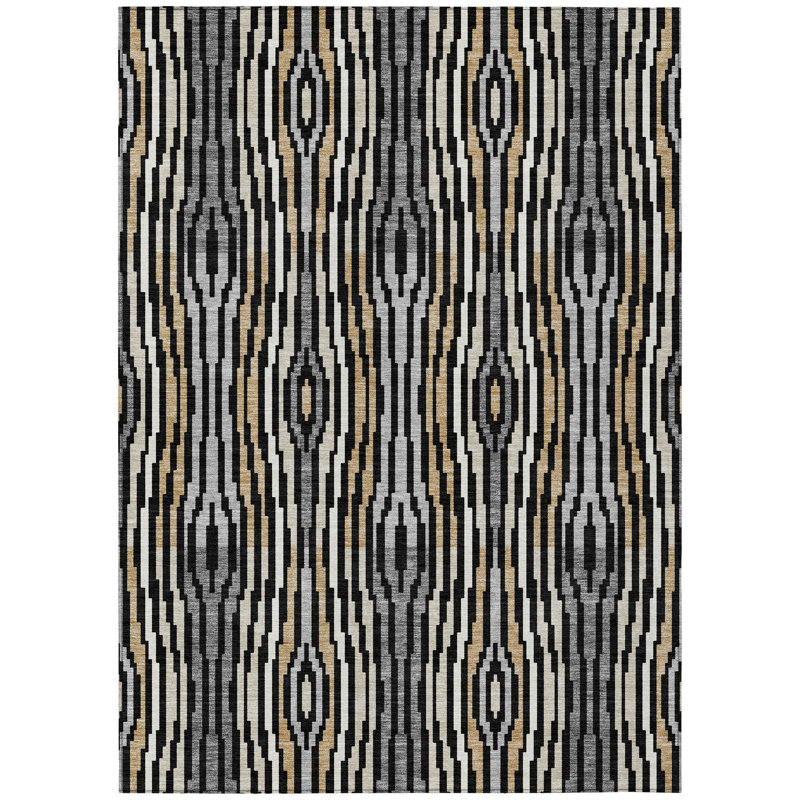 Machine Washable Indoor/Outdoor Chantille ACN2666 Modern Rug, 8' x 10', Black