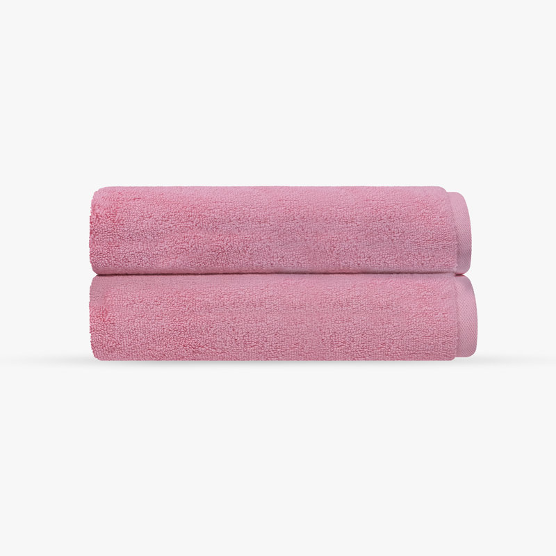 Mac 2 pcs Turkish Bath Towels Set, Pink