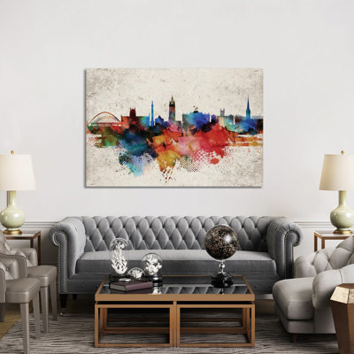 Newcastle Abstract Skyline - Wrapped Canvas Gallery-Wrapped Canvas Giclée
