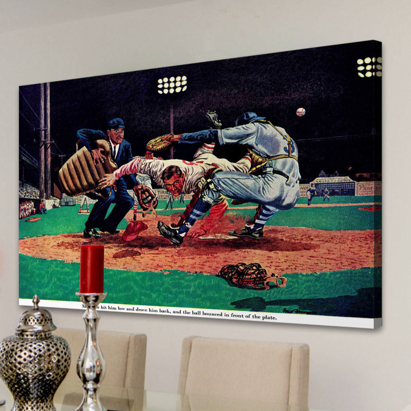 « the last out » par fred freeman, reproduction d’art sur toile tendue, H 20 po x l 30 po x P 1,5 po