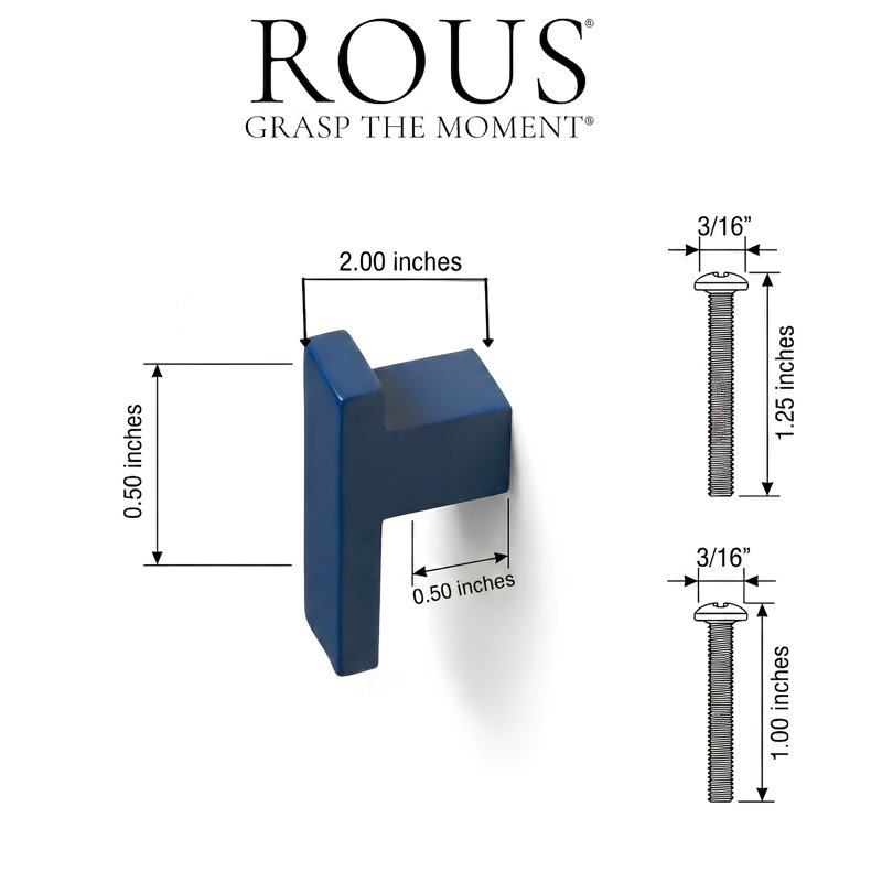 2" Length Bar Knob, Polo (Navy Blue)