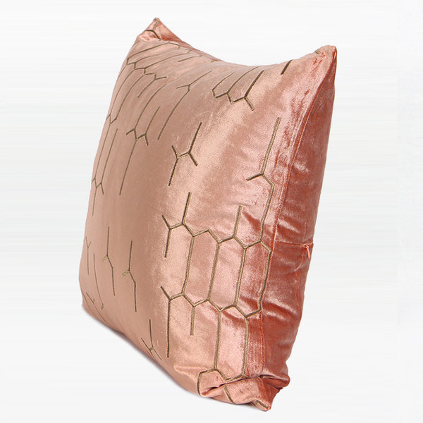 Geometric Throw Pillow, Pink/Gold, Throw Pillow, Down Feather