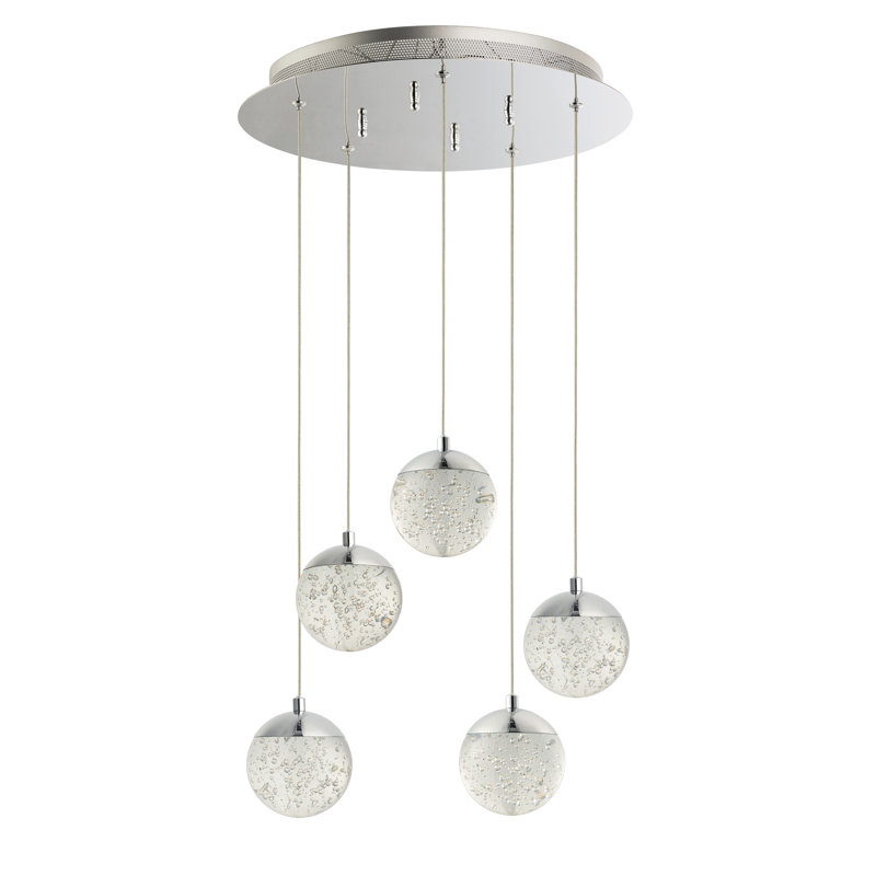 Sensabaugh 5 - Light Polished Chrome LED Cluster Pendant