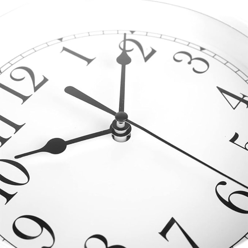 Silent Wall Clock Kitchen 9 Inch Retro Non-Ticking Decorative Bedroom Office Wall Clock, White
