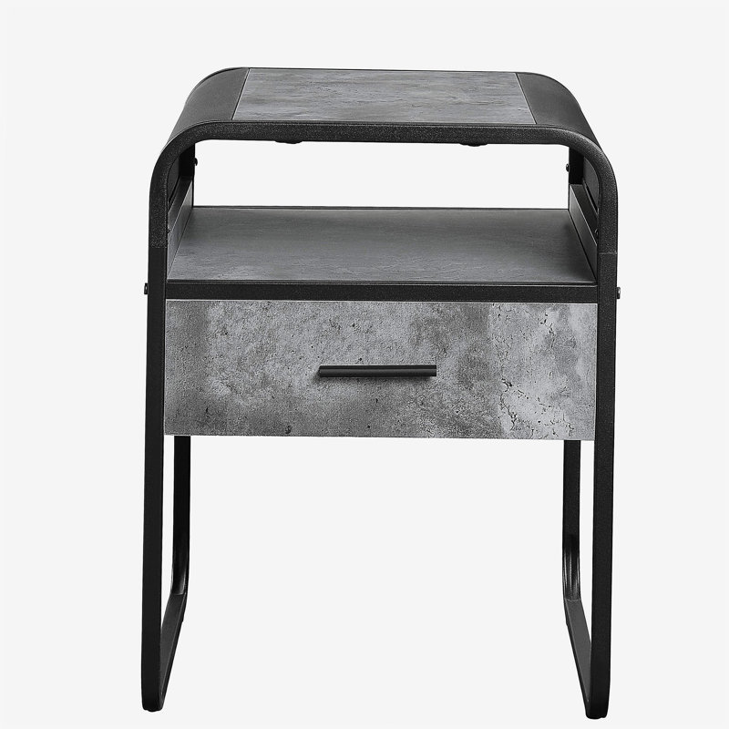 Metal Frame End Table With One Drawer