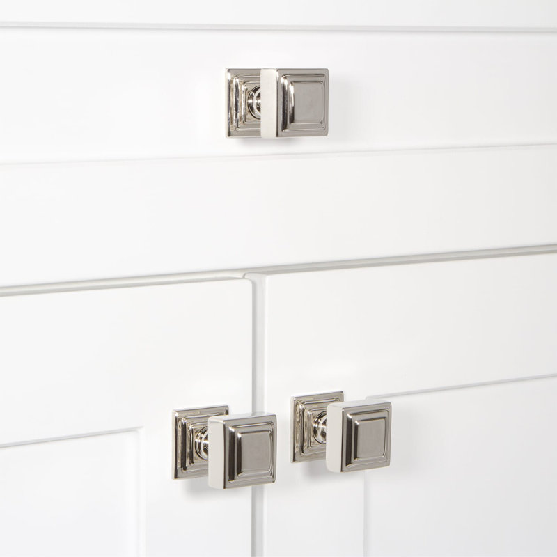 Carré Square Cabinet Knob, Polished Nickel