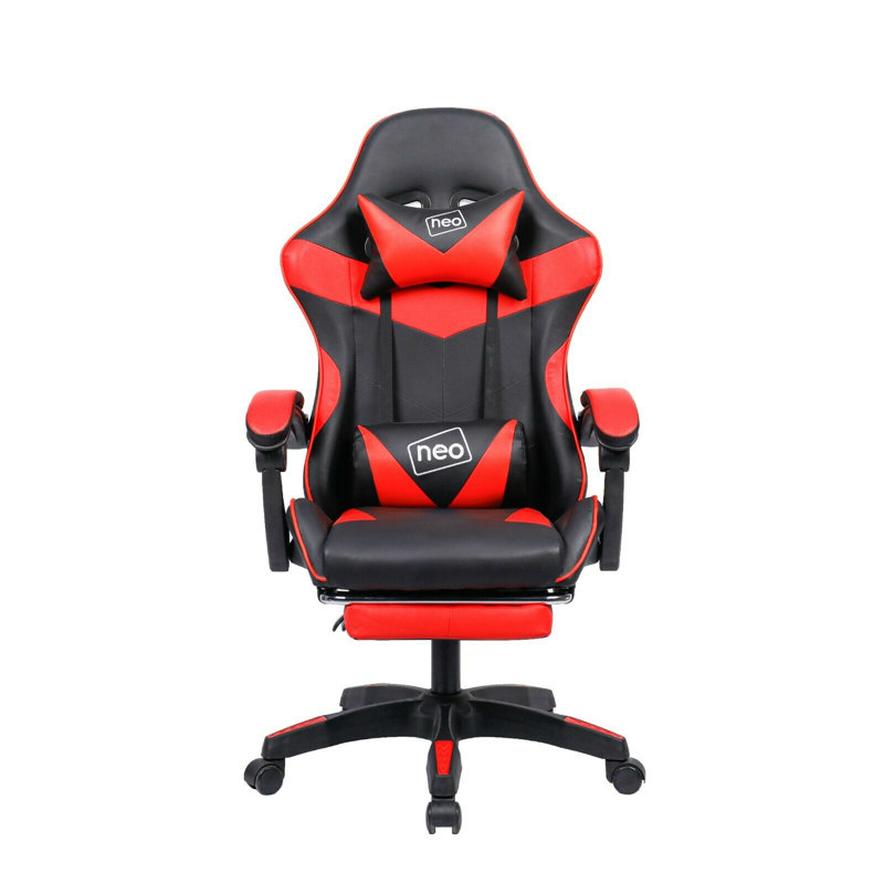 Racing Massage Computer Gaming Chair with Footrest, Red/Black