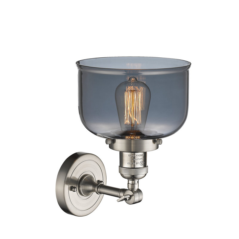 Wynkoop Semi Flush Mount, 13" H x 8" W, Smoked, Brushed Satin Nickel